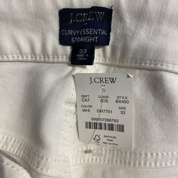 J. Crew Factory Curvy Essential Straight Jeans Stretch Women's Size 33 White NWT - Picture 4 of 6